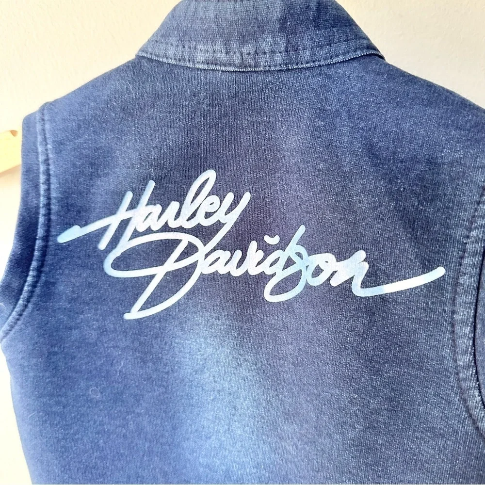 Hunur Kids Wear Harley-Davidson Embroidered Soft Denim Vest